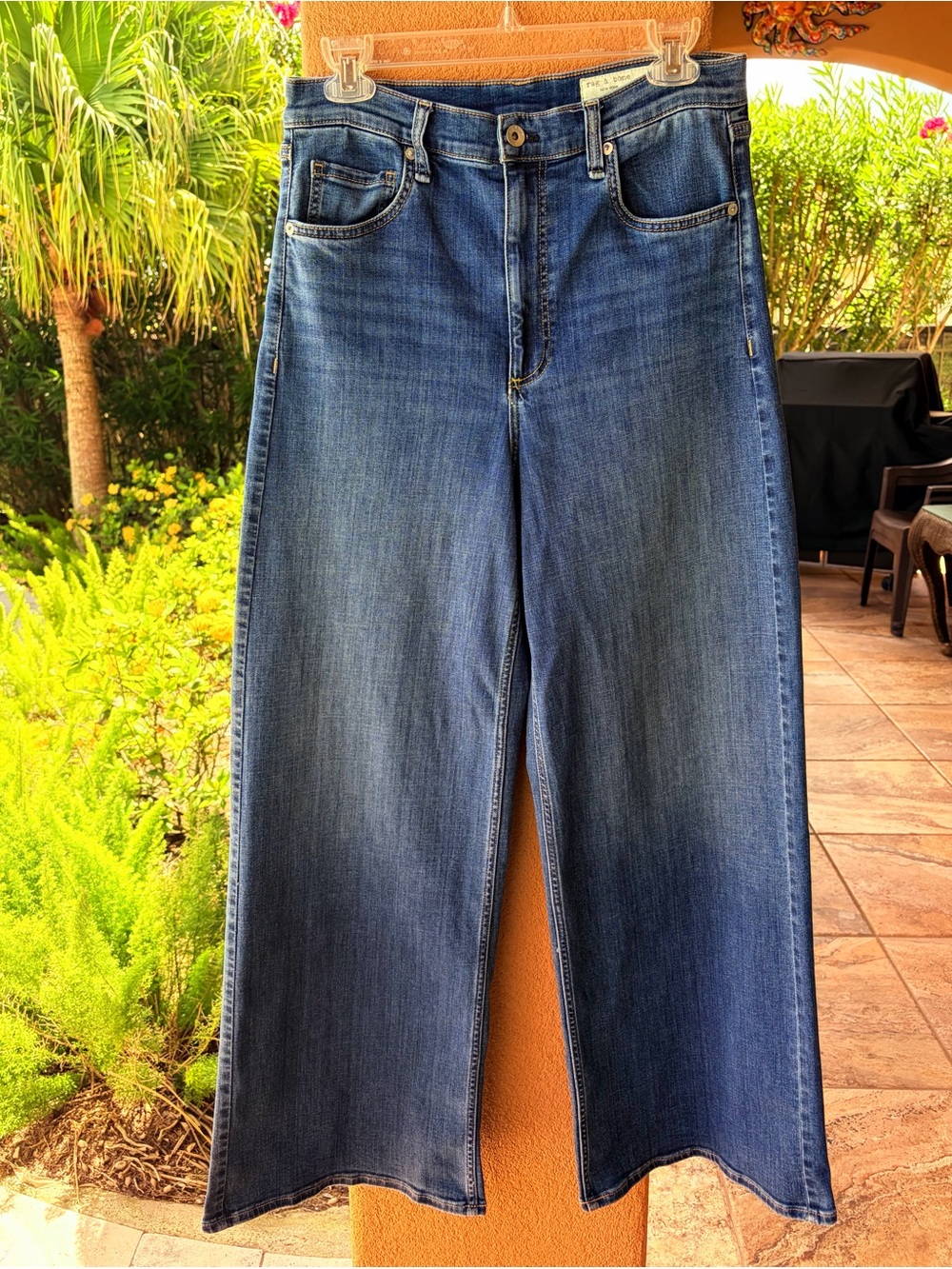 🩷RAG & BONE🩷 Serena Wide-Leg Jeans in BOGART Medium Blue Denim SZ 30. EXCELLENT
